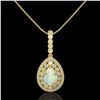 Image 2 : 4.14 ctw Certified Opal & Diamond Victorian Necklace 14K Yellow Gold