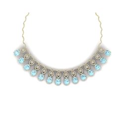 55.35 ctw Sky Topaz & VS Diamond Necklace 18K Yellow Gold