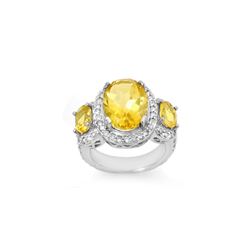 8.50 ctw Citrine & Diamond Ring 10K White Gold
