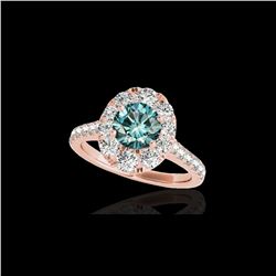 2 ctw SI Certified Blue Diamond Solitaire Halo Ring 10K Rose Gold