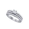 Image 1 : 14kt White Gold Princess Diamond Bridal Wedding Engagement Ring Band Set 1.00 Cttw