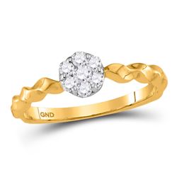 10kt Yellow Gold Round Diamond Flower Cluster Stackable Band Ring 1/4 Cttw