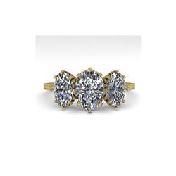 2 ctw Past Present Future VS/SI Oval Cut Diamond Ring 18K Yellow Gold