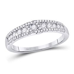 14kt White Gold Round Diamond Anniversary Band Ring 1/2 Cttw