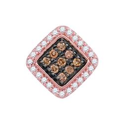 10kt Rose Gold Round Brown Diamond Diagonal Square Pendant 1/4 Cttw