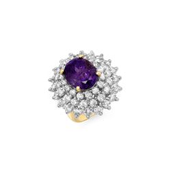 12.50 ctw Tanzanite & Diamond Ring 14K Yellow Gold