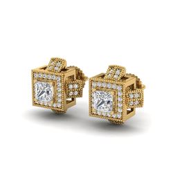 1.73 ctw Princess VS/SI Diamond Micro Pave Stud Earrings 18K Yellow Gold