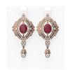 Image 1 : 11.24 ctw Ruby & Diamond Earrings 18K Rose Gold