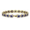 Image 2 : 15.2 ctw Sapphire & Diamond Micro Pave Halo Bracelet 10K Yellow Gold