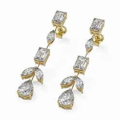 6.72 ctw Mix Cut Diamonds Designer Earrings 18K Yellow Gold