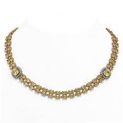 64.13 ctw Citrine & Diamond Necklace 14K Rose Gold