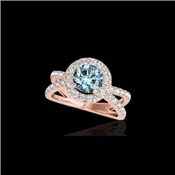 2.01 ctw SI Certified Fancy Blue Diamond Halo Ring 10K Rose Gold