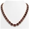 Image 1 : 73.44 ctw Garnet & Diamond Micro Pave Halo Necklace 10K Rose Gold
