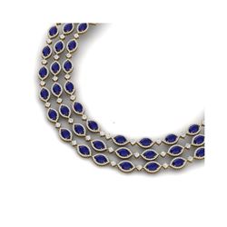 85.81 ctw Sapphire & VS Diamond Necklace 18K Yellow Gold