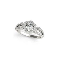 0.9 ctw Certified VS/SI Diamond Halo Ring 18K White Gold