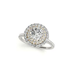 1.25 ctw Certified VS/SI Diamond Solitaire Halo Ring 18K White & Yellow Gold