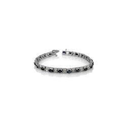 6.09 ctw Blue Sapphire & Diamond Bracelet 14K White Gold