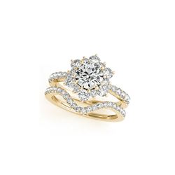 2.41 ctw Certified VS/SI Diamond 2pc Wedding Set Halo 14K Yellow Gold