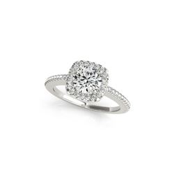 0.75 ctw Certified VS/SI Diamond Halo Ring 18K White Gold