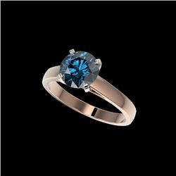 2 ctw Certified Intense Blue Diamond Engagement Ring 10K Rose Gold