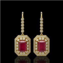 14.16 ctw Certified Ruby & Diamond Victorian Earrings 14K Yellow Gold