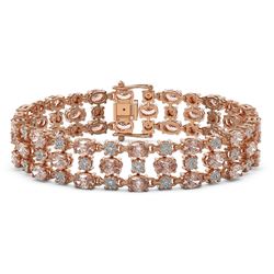 18.05 ctw Morganite & Diamond Bracelet 10K Rose Gold