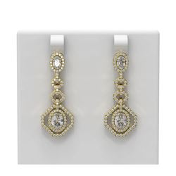 3.76 ctw Oval Diamond Earrings 18K Yellow Gold