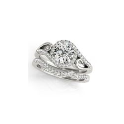 0.95 ctw Certified VS/SI Diamond 2pc Set Ring Solitaire Halo 14K White Gold