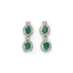 5.75 ctw Emerald & Diamond Earrings 14K White Gold