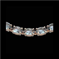 29 ctw Aquamarine Eternity Tennis Necklace 14K Rose Gold