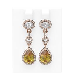 7.22 ctw Canary Citrine & Diamond Earrings 18K Rose Gold