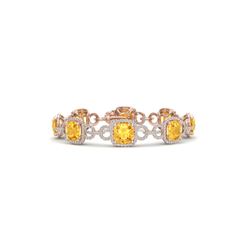 30 ctw Citrine & VS/SI Diamond Certified Bracelet 14K Rose Gold