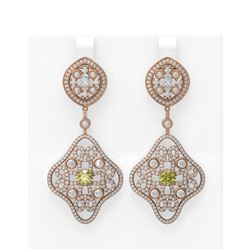 6.06 ctw Fancy Yellow Diamond Earrings 18K Rose Gold