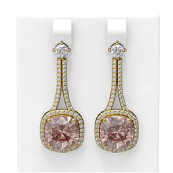 10.98 ctw Morganite & Diamond Earrings 18K Yellow Gold