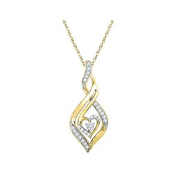 10kt Yellow Gold Round Diamond Heart Spade Frame Pendant 1/8 Cttw