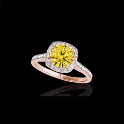 1.4 ctw Certified SI/I Fancy Intense Yellow Diamond Ring 10K Rose Gold