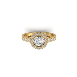 1.45 ctw Certified VS/SI Diamond Art Deco Micro Ring 18K Yellow Gold