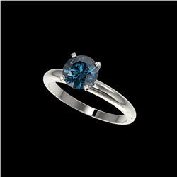 1.50 ctw Certified Intense Blue Diamond Engagement Ring 10K White Gold