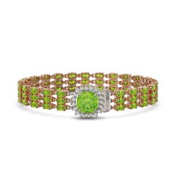 29.26 ctw Peridot & Diamond Bracelet 14K Rose Gold