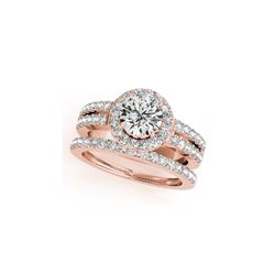 1.58 ctw Certified VS/SI Diamond 2pc Wedding Set Halo 14K Rose Gold