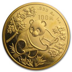 1992 China 1 oz Gold Panda Small Date BU (Sealed)
