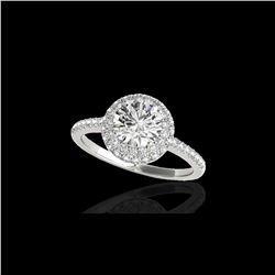 1.6 ctw Certified Diamond Solitaire Halo Ring 10K White Gold