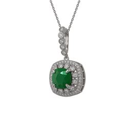 6.58 ctw Certified Emerald & Diamond Victorian Necklace 14K White Gold