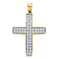 10kt Yellow Gold Round Diamond Cross Pendant 1/2 Cttw