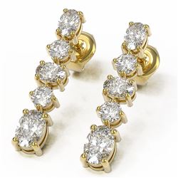 3.78 ctw Oval Diamond Designer Earrings 18K Yellow Gold