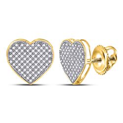 10kt Yellow Gold Round Diamond Heart Cluster Earrings 1/2 Cttw
