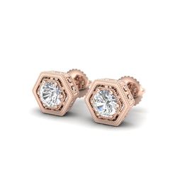 1.07 ctw VS/SI Diamond Solitaire Art Deco Stud Earrings 18K Rose Gold