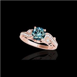 1.25 ctw SI Certified Fancy Blue Diamond Antique Ring 10K Rose Gold