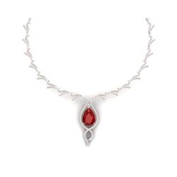 23.43 ctw Ruby & VS Diamond Necklace 18K Rose Gold