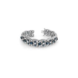 33.0 ctw Blue Sapphire & Diamond Bracelet 14K White Gold